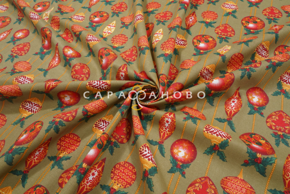 Ткань Рогожка 150 см 170 гр 500016/1 Елочные игрушки