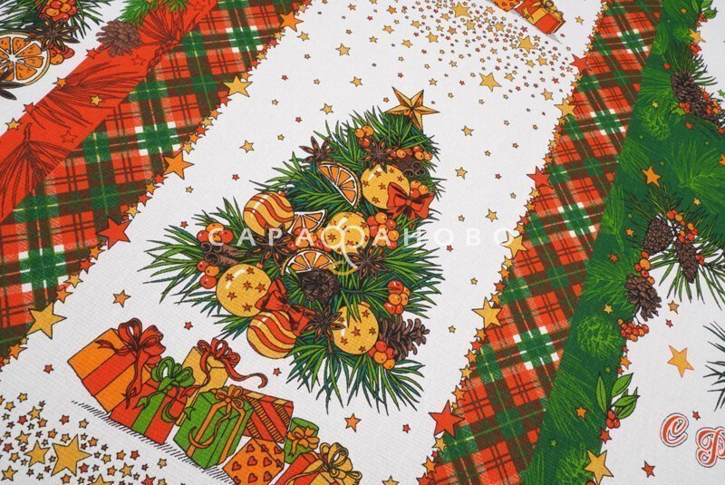 Ткань Полотно Вафельное 150 см рис 11504 вид 1 Мандариновое настроение