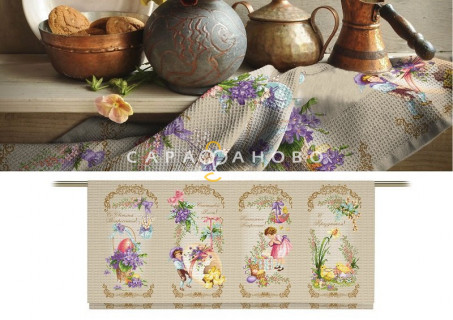 Ткань Полотно вафельное 150 см "Пасхальная сказка" рис 30097 вид 1