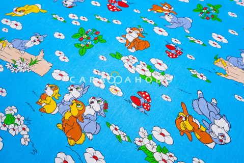 Ткань Бязь 150 см 100 гр/м2 рис. 3030-1 "Весёлые зайчата"