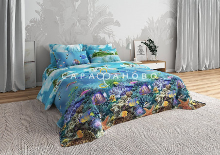 Ткань Бязь 220 см рис. Морское дно (основа)