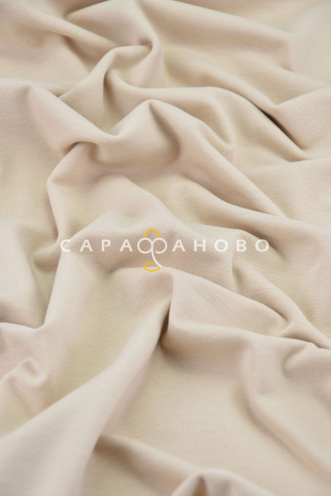 Ткань 40/1 Кмп Пенье Фулл Лайкра Кулирка Рулон Бежевый