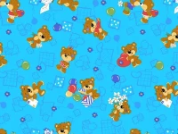 Ткань Бязь детская 150 см ГОСТ рис Мишки 2388-1 голубой, миниатюра 1