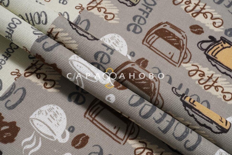 Ткань Рогожка 150 см рис. 30090/1 Кофемания