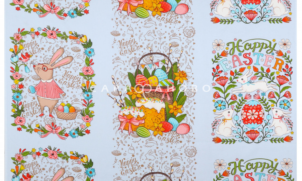 Ткань Полотно вафельное 150 см рис 35066 вид 2 Happy Easter