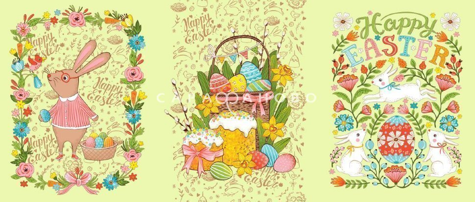 Ткань Полотно вафельное 150 см рис 35066 вид 1 Happy Easter