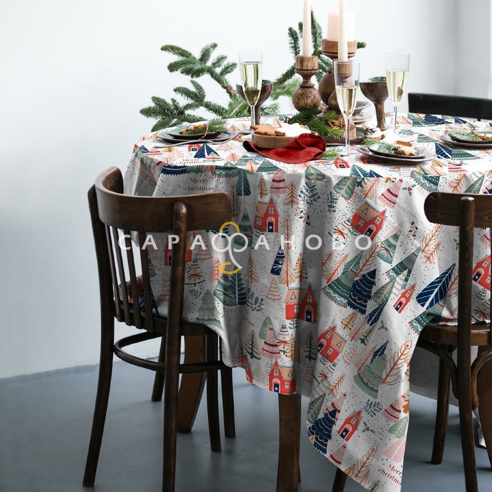 Ткань Рогожка 150 см арт. 904 рис 29039 вид 1 Merry Christmas