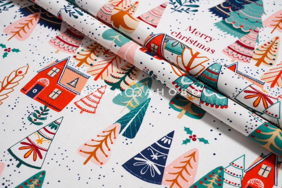Ткань Рогожка 150 см арт. 904 рис 29039 вид 1 Merry Christmas