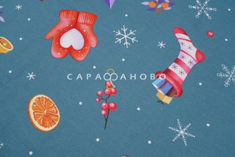 Ткань Рогожка 150 см рис. 660541 Колядки