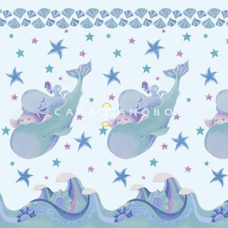 Ткань Перкаль 150 см рис 13353 вид 1 Octopus&friends