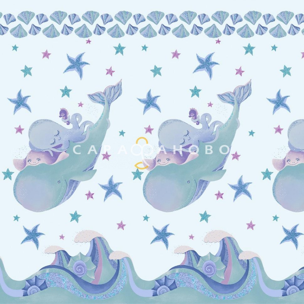 Ткань Перкаль 150 см рис 13353 вид 1 Octopus&friends