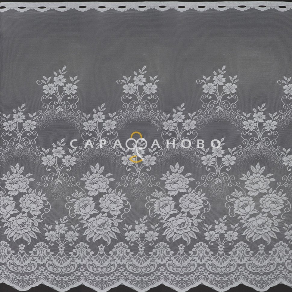 Ткань Тюль жаккардовый 150 см диз Белые цветы S66/150w