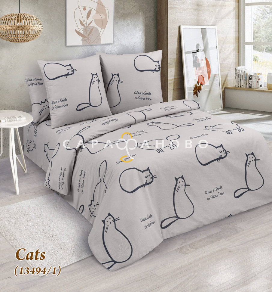 Ткань поплин 220 см 115 гр рис 13494\1 Cats