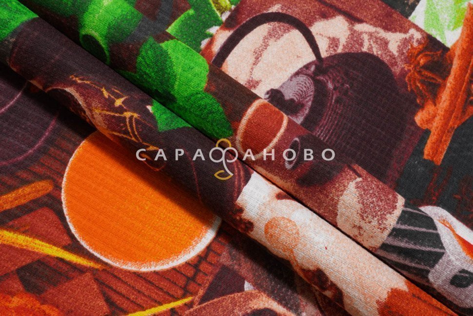 Ткань Полотно вафельное 50 см рис 5606 вид 1 Чайная церемония На отрез, фото 8