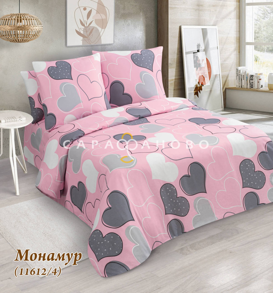 Ткань бязь 220 см 120 гр рис. Монамур роз. 11612/4