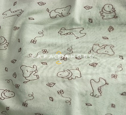 Ткань Теплый хлопок (Фланель) 125 см 170 гр диз Контур Слон Жираф и бегемот