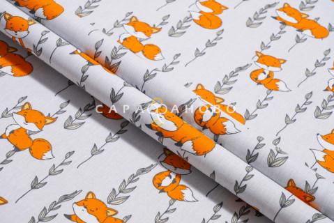 Ткань Поплин 150 см 105 гр Лисы вид 2 На отрез