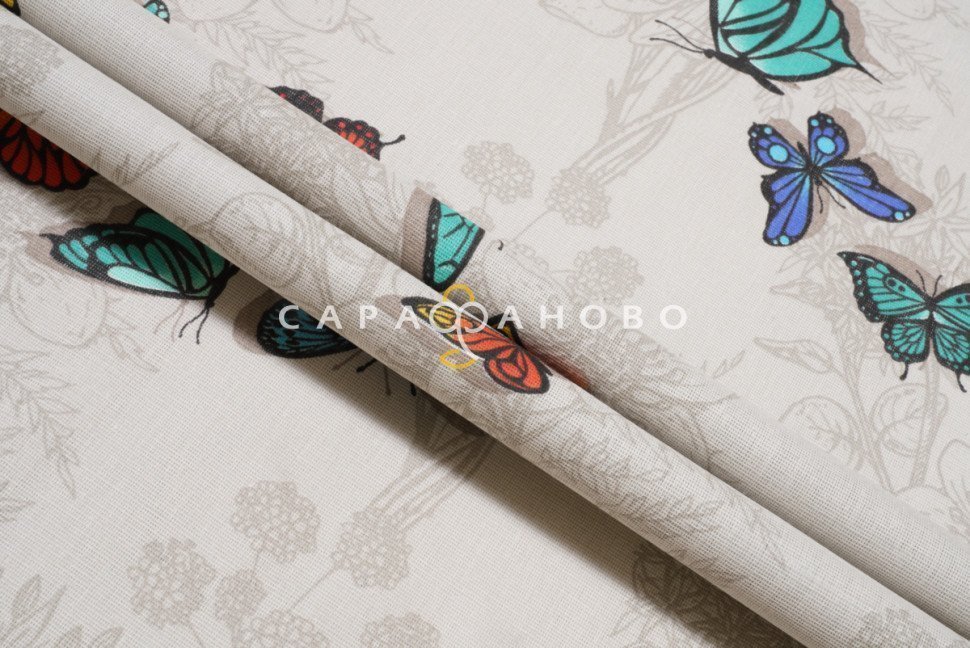Ткань бязь 150 см 140 гр. рис 252 Бабочки вид 8/5