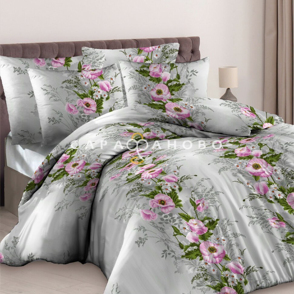 Ткань Бязь 150 см рис Полевые маки 3630/1