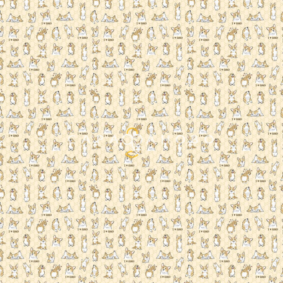 Перкаль 220 см 6979-1 Веселые корги