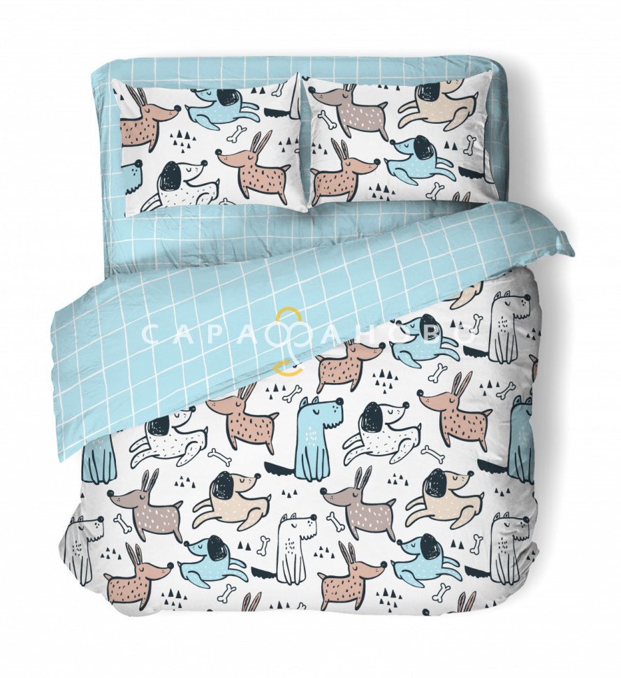 Ткань Бязь 150 см Детская рис Pet dogs 10308 вид 1