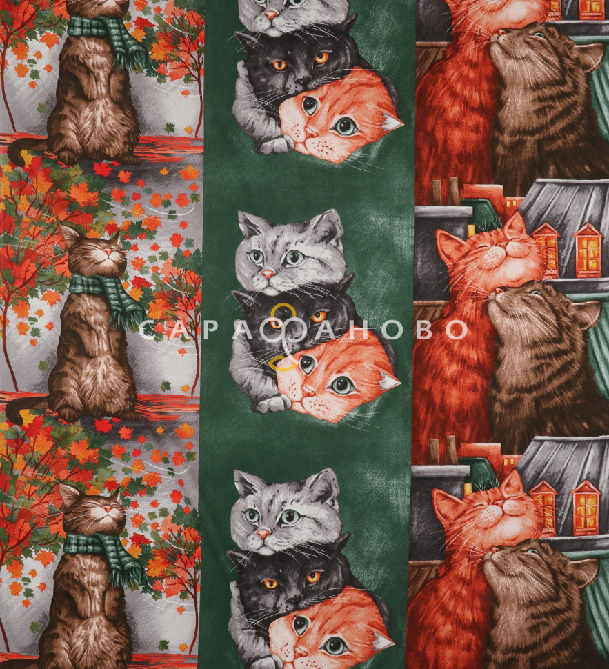 Ткань Рогожка 150 см рис 29173 вид 1 Котики