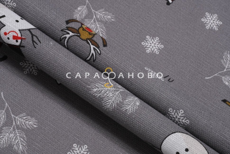 Ткань Рогожка 150 см рис. 7374/1 Зимняя сказка