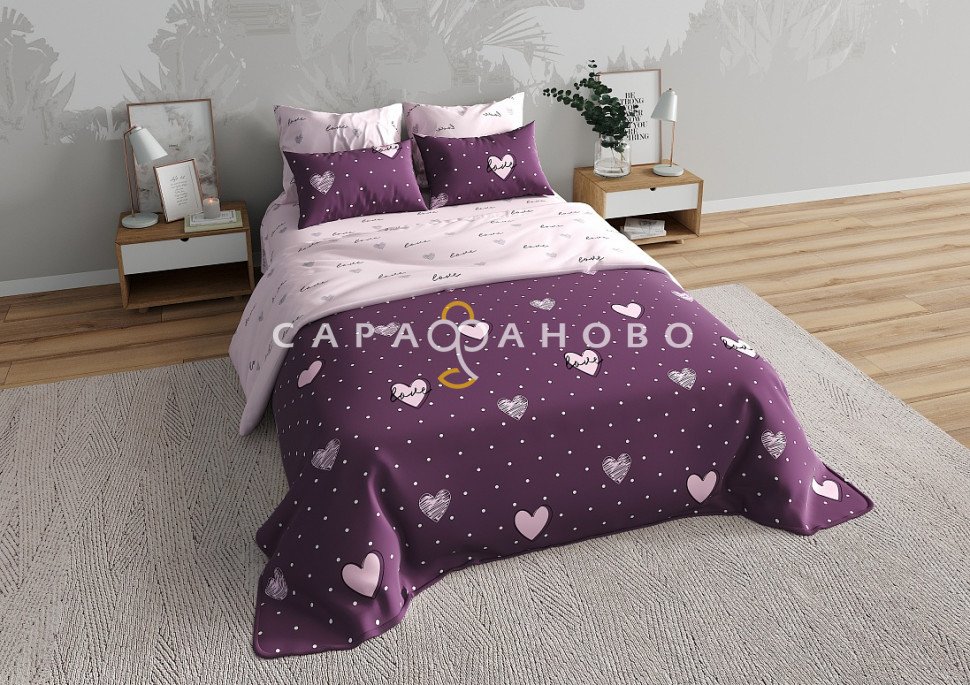 Ткань Перкаль 220 см 115 гр рис Сердечки с горошком вид 1 (компаньон)