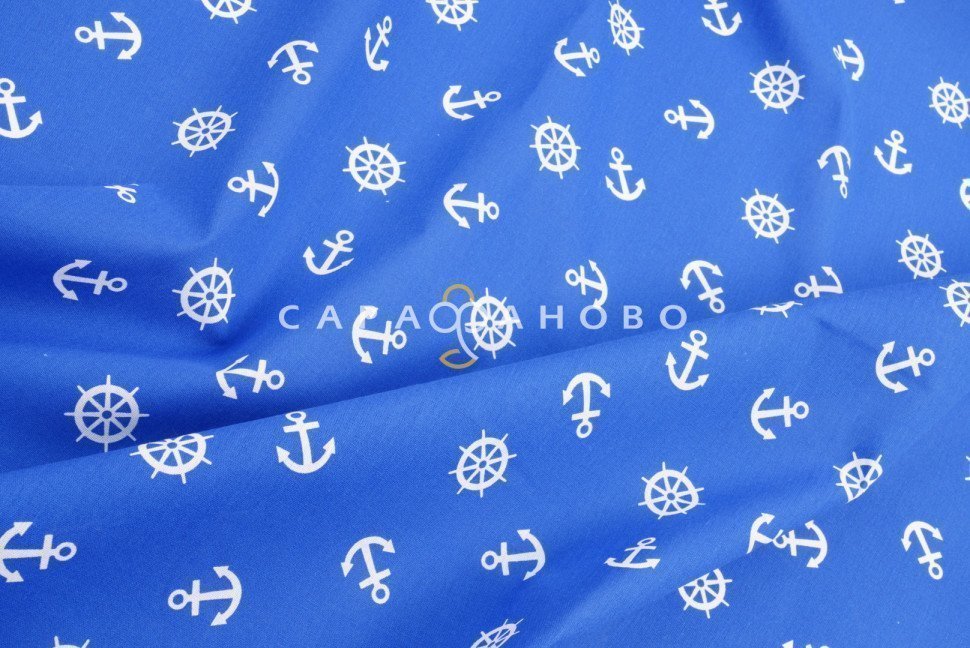 Бязь набивная 150 см №639-1П Якоря На отрез, фото 3
