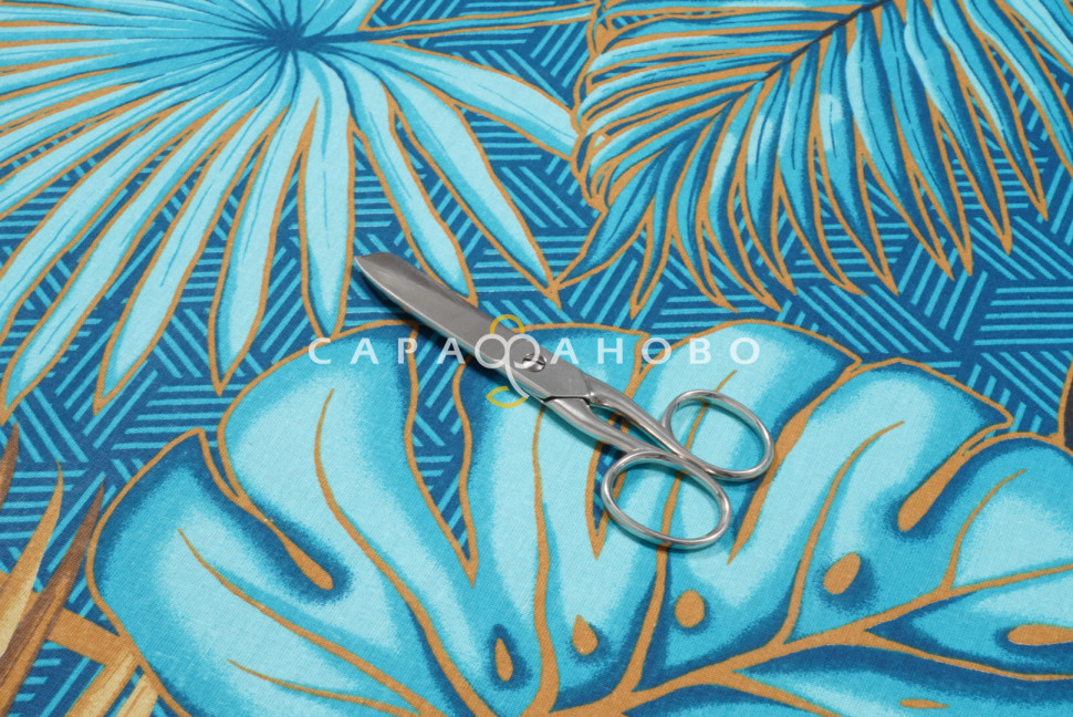 Ткань бязь 150 см 120 гр рис. 321 Тропики, 4/1 Вид бирюзовый