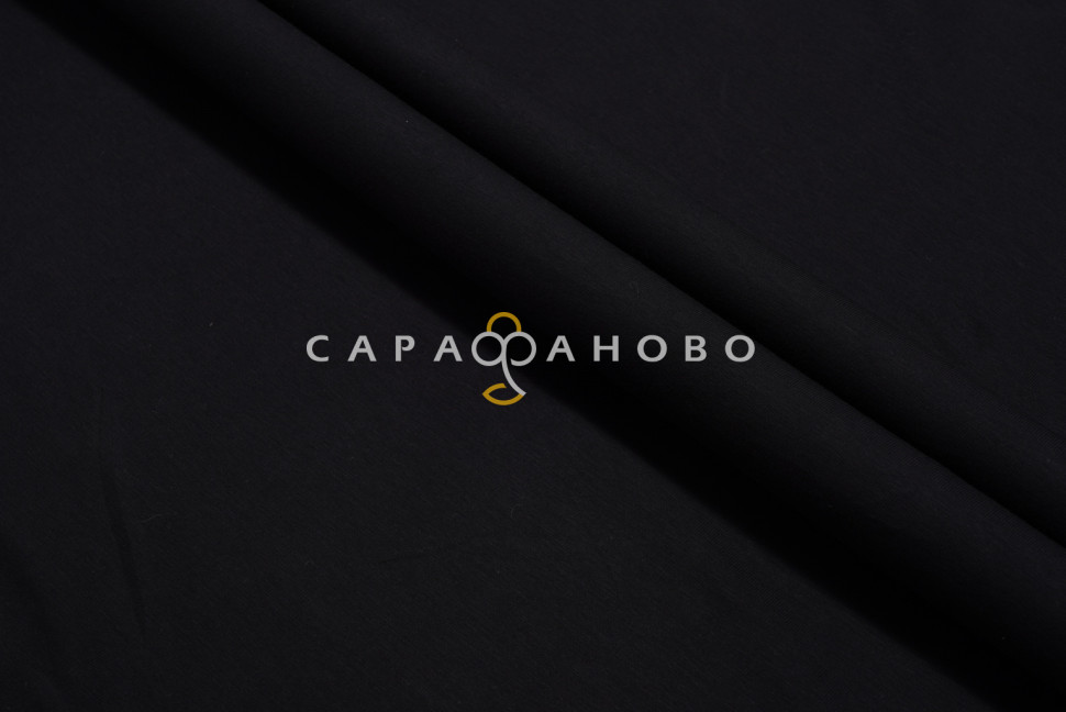 Ткань Кулирная гладь Пенье 30/1 с лайкрой 100 см, цвет Черный