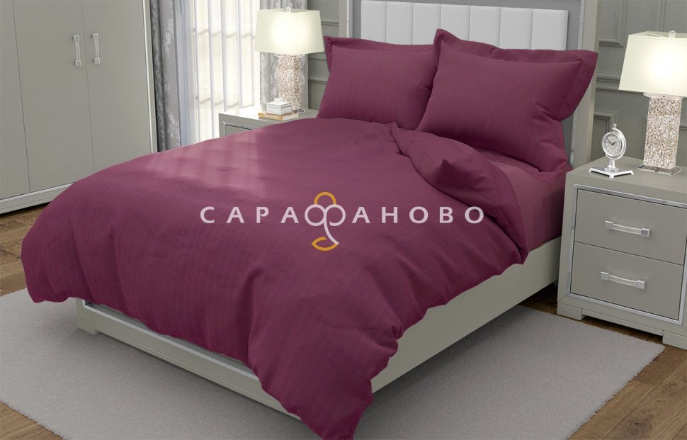 Ткань Страйп-Сатин 240 см рис. 35001 Баклажан (полоса 1х1) На отрез, фото 3