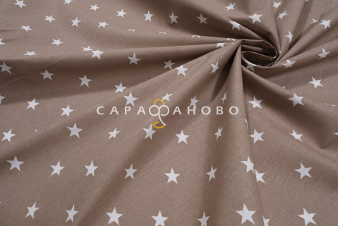 Ткань Бязь 150 см рис. 7356/34 Звёзды средние(кофе)
