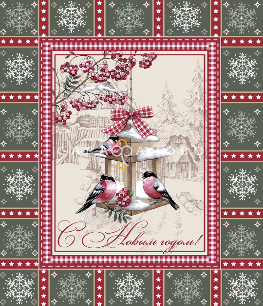 Ткань Вафельное полотно 50 см Зимние радости