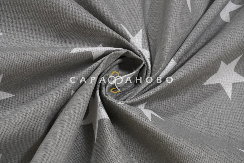 Ткань Бязь 150 см. Звезды крупные серый рис. 8129/39